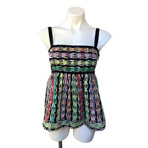 Y2K Cynthia Steffe Babydoll Cami Camisole Size 6 Multicolor Plaid Check